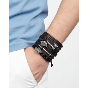 BSN Store Viking Thor İskandinav Çift Balta Charm El Yapımı 5 Adet Hakiki Deri Bileklik