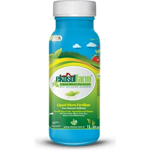 EkosolFarm Sıvı Solucan Gübresi 1 Litre Tüm Bitkiler için Organik Sertifikalı Yaprak ve Toprak Gübresi