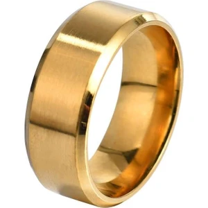 Altın Renkli 316L Kalite Paslanmaz Kadın Çelik Alyans Yüzük - 28 Ölçü