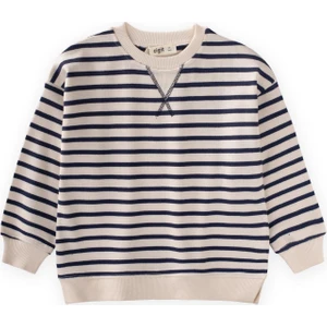 Çizgili Karyoka Detaylı Mevsimlik Sweat 2-12 Yaş Lacivert