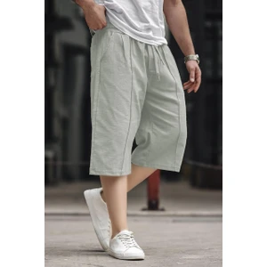Çağla Yeşili Erkek Keten Kapri Şort 6538