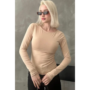 Bej Kayık Yaka Basic Kadın Body MG1997