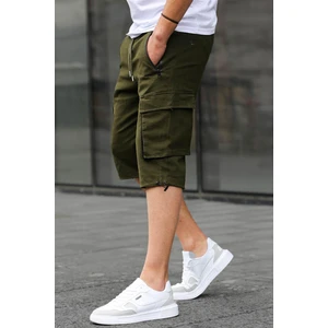 Haki Kargo Cep Erkek Gabardin Kapri Şort 6332