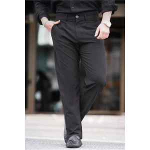 Koyu Siyah Regular Fit Düz Kesim Yan Cepli Erkek Pantolon 6540