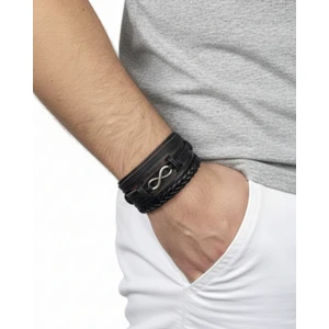 BSN Store Sonsuzluk Figürlü 3'lü Kombin El Yapımı Hakiki Deri Bileklik