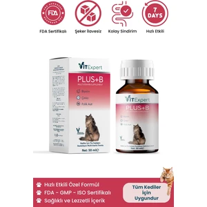 Plus B Tüm Kediler Için Tüy Dökülmesi Önleyici Tüy Sağlığı Destekleyici Multi Vitamin Damla 50 ml