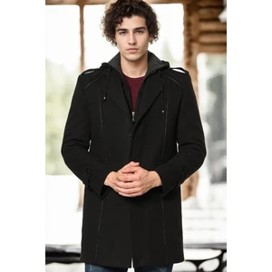 PLT8334 Dewberry Erkek Palto-Siyah-2