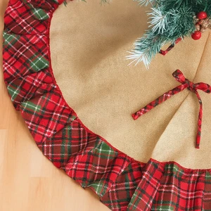 Biz Class Yılbaşı Ekoseli Çam Ağacı Örtüsü Noel Eteği 130 Cm