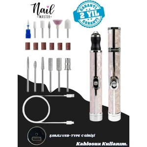 Nail Master Kablosuz Şarjlı Elektrikli Törpü Makinesi Freze Manikür Pedikür Profesyonel Tırnak Bakımı Seti