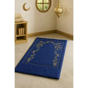 Bonny Home Sahra Mavi Kadife Nakışlı Seccade Süngerli Yumuşak Çeyizlik Hediyelik Bohça Lüks Namazlık