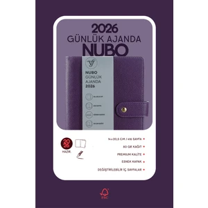 Victoria's Journals Nubo 2026 Günlük Ajanda A5 (14X20,5CM)  Ivory  80 Gr. -416 Sayfa -Değişebilen iç - Mor