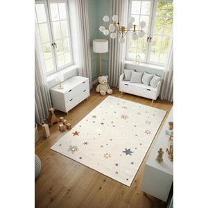 Cotto Home Cotto Kids CK001R Krem Halı Renkli Yıldız Desen Kaymaz Taban Yumuşak Yıkanabilir Çocuk Odası Halısı