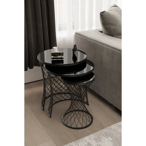 Home Plus Mobilya Hasır Zigon Sehpa Siyah Ayak Siyah Ayna