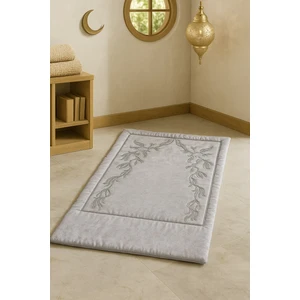 Bonny Home Sahra Gri Kadife Nakışlı Seccade Süngerli Yumuşak Çeyizlik Hediyelik Bohça Lüks Namazlık