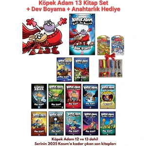 Yağmur Çocuk Köpek Adam Serisi 13 Kitap Tam Set (Kasım 2025 Tüm Seri) ve 1 Ad. Dev Boyama + Anahtarlık