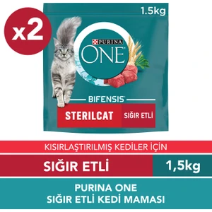 One Sığır Etli Kısırlaştırılmış Yetişkin Kedi Maması 1,5 kg x 2 Adet