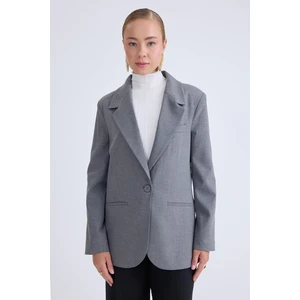 Önden Tek Düğme Kapamalı Blazer Ceket