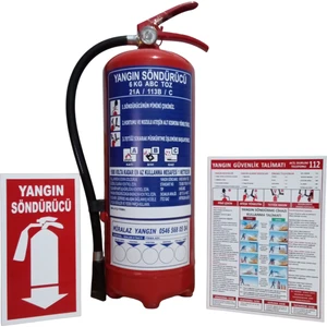 6kg Yangın Tüpü,yangın Tüpü Kullanım Talimatı ve Yangın Tüpü Levhası 3lü Set