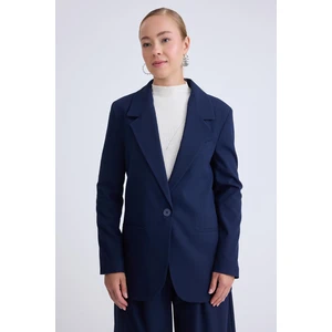 Önden Tek Düğme Kapamalı Blazer Ceket