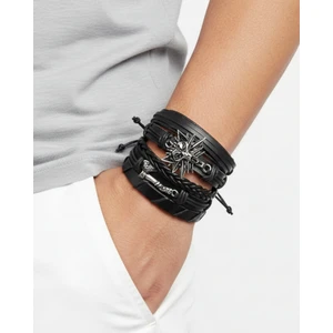 BSN Store Viking Thor Balta ve Kurt Figürlü 5'li Deri Bileklik