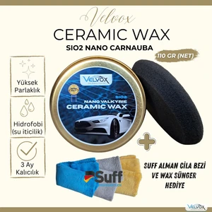 Sio2 Nano Seramik Wax 110 gr | 9H Sertlik – Carnauba Krem Cila – Alman Cila Bezi ve Wax Süngeri Hediye | Parlaklık, Koruma, Su İtici Etki