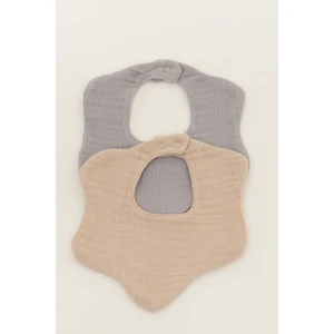 2'li  Organik Pamuk 8 Katlı Multi Müslin Çiçek Model 3 Bebek Önlük , Salya ve Mama Önlüğü