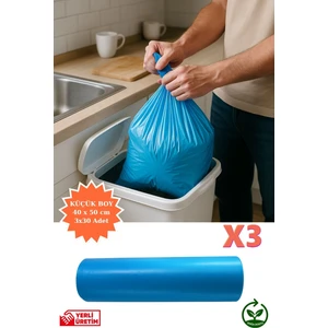 Premium Küçük Boy Çöp Poşeti 40X50 cm 3X30 Adet Ev Mutfak Banyo Iş Ofis Avantajlı Ekonomik Paket
