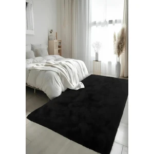 Kupon Halı Siyah Post Peluş Halı – Yumuşak Dokulu, Yıkanabilir, Kaymaz Dot Taban, Antibakteriyel – Salon, Koridor ve Çocuk Odası Halısı