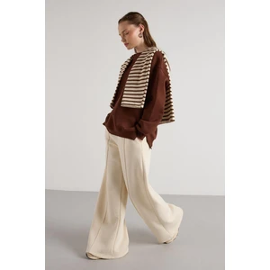 Oversize 3 İplik Şardonlu Basic Sweatshirt Kahve