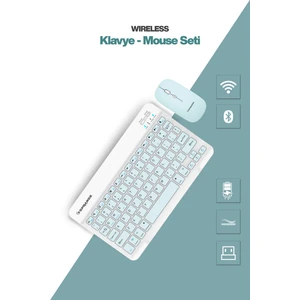 Tablet ve Telefonlar Için Bluetooth - Wireless Klavye ve Mouse Set