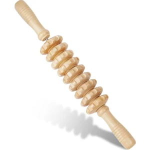 Düz 12 Tekerlekli Ahşap Gua Sha Masaj Çubuğu. Lenf Drenajı ve Selülit Karşıtı Masaj Roller