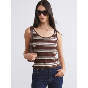 U Yaka Çizgili Kadın Triko Atlet