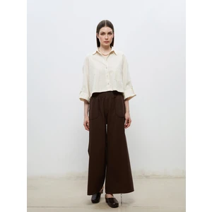 Beli Lastikli Geniş Paça Kadın Pantolon