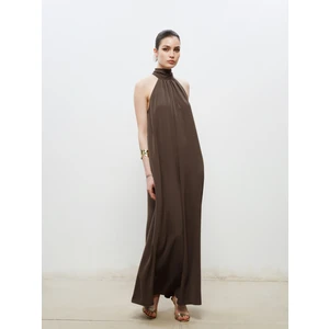 Halter Yaka Saten Elbise