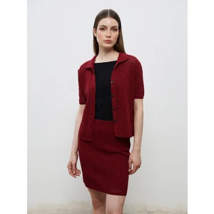 Gömlek Yaka Ajurlu Kadın Triko Hırka