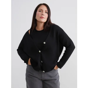 Büyük Beden V Yaka Kadın Triko Hırka