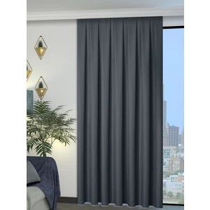 1/2 Pileli Keten Dokulu Koyu Gri Modern Fon Perde – Ütü Gerektirmez