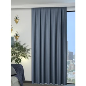 1/2 Pileli Keten Dokulu Koyu Indigo Modern Fon Perde – Ütü Gerektirmez