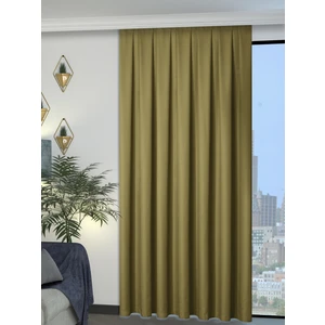 1/2 Pileli Keten Dokulu Yağ Yeşili Modern Fon Perde – Ütü Gerektirmez