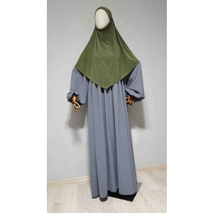 Ahrar Tesettür Kısa Boy Sandy Sufle Khimar Hazır Hijab Eşarp Haki