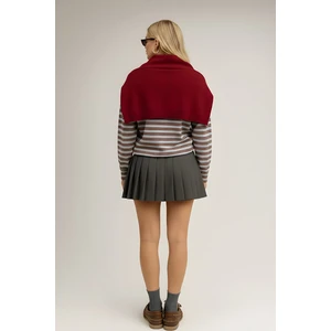 Kare Parçalı Atkı Cherry