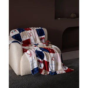 Madame Coco Chevalz Welsoft Baskılı Tv Battaniye - Mavi/kırmızı - 130X170 cm