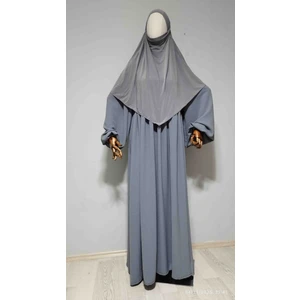 Ahrar Tesettür Kısa Boy Sandy Sufle Khimar Hazır Hijab Eşarp Gri