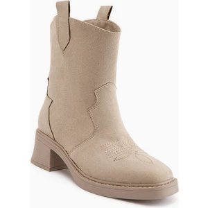 Mindra Bej Süet Nakışlı Kadın Bot