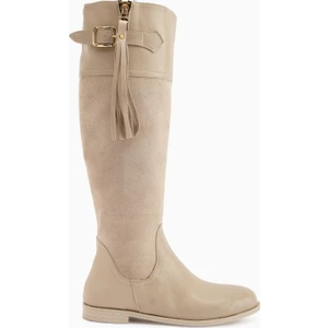 Galia Bej Süet Tokalı Kadın Çizme