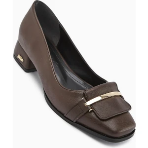 Gresa Kahve Tokalı Kısa Topuklu Kadın Ayakkabı