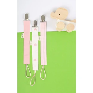 Glory Baby 3'lü Set Emzik Askısı - Emzik Zinciri - Emzik Tutacağı - %100 Pamuk - Pudra Pembe Desenli