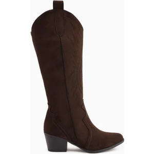 Hero Kahve Süet Nakışlı Kovboy Çizme