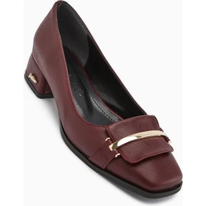 Gresa Bordo Tokalı Kısa Topuklu Kadın Ayakkabı