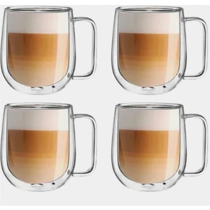 Hvc Ticaret 4'lü Çift Cidarlı Bardak Nescafe, Latte, Bitki Çayı Bardağı 250 ml